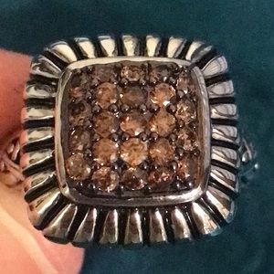 Gorgeous Silver Ring with Brown Stones - size 7